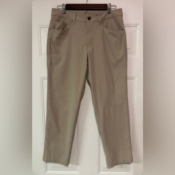 Lululemon Mens 31x27 ABC Classic Fit Pants Khaki Stretch 5 Pocket Trouser - Picture 5 of 12